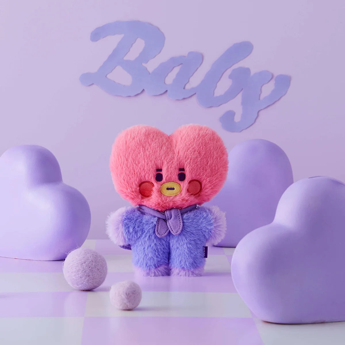 BT21 TATA BABY Flat Fur Purple Heart Standing Doll – LINE FRIENDS_US BT21 TATA BABY Flat Fur Purple Heart Standing Doll – LINE FRIENDS_US