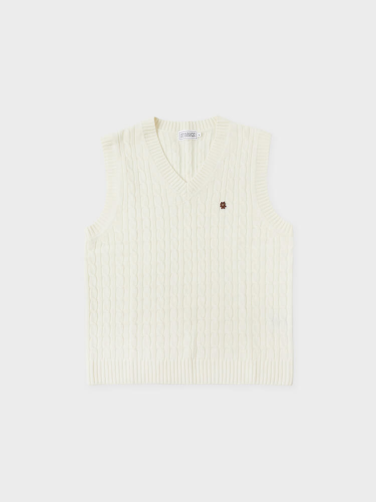 LINE FRIENDS Made by BROWN Knit Vest Ivory – LINE FRIENDS_US