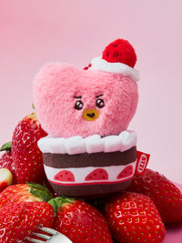 BT21 Strawberry Party Strawberry Tart Plush Keyring