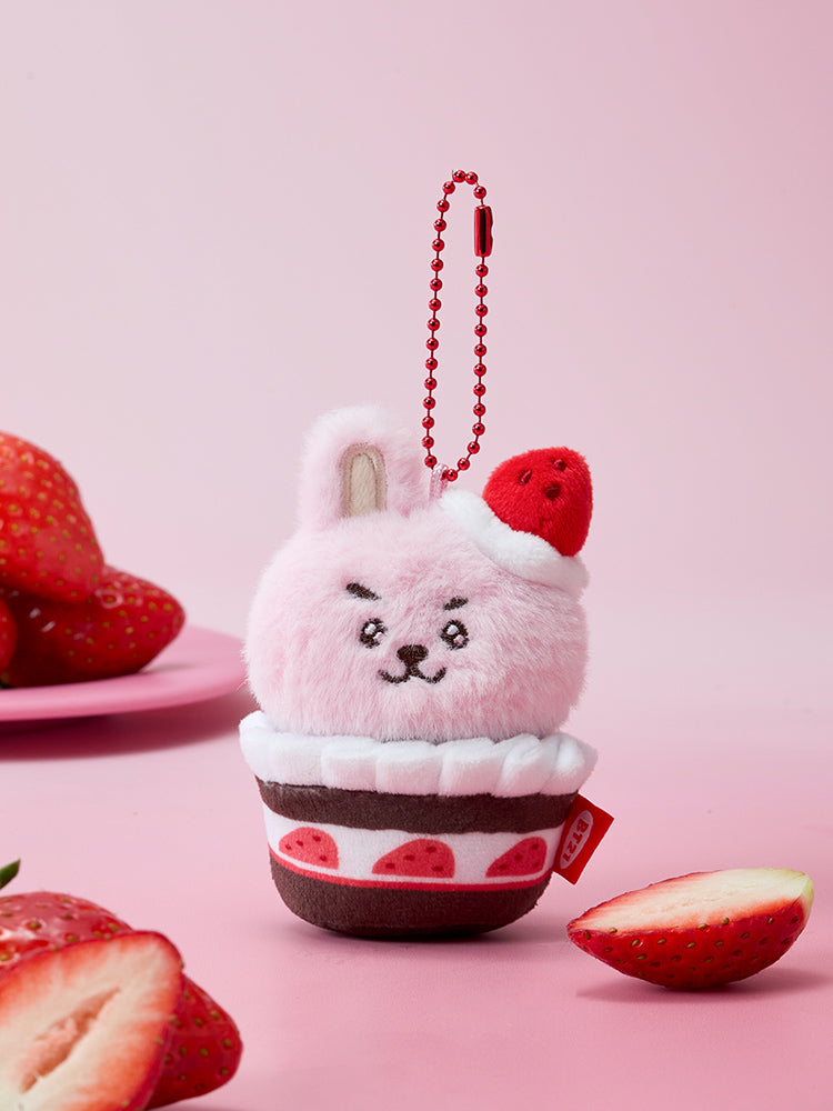 BT21 Strawberry Party Strawberry Tart Plush Keyring