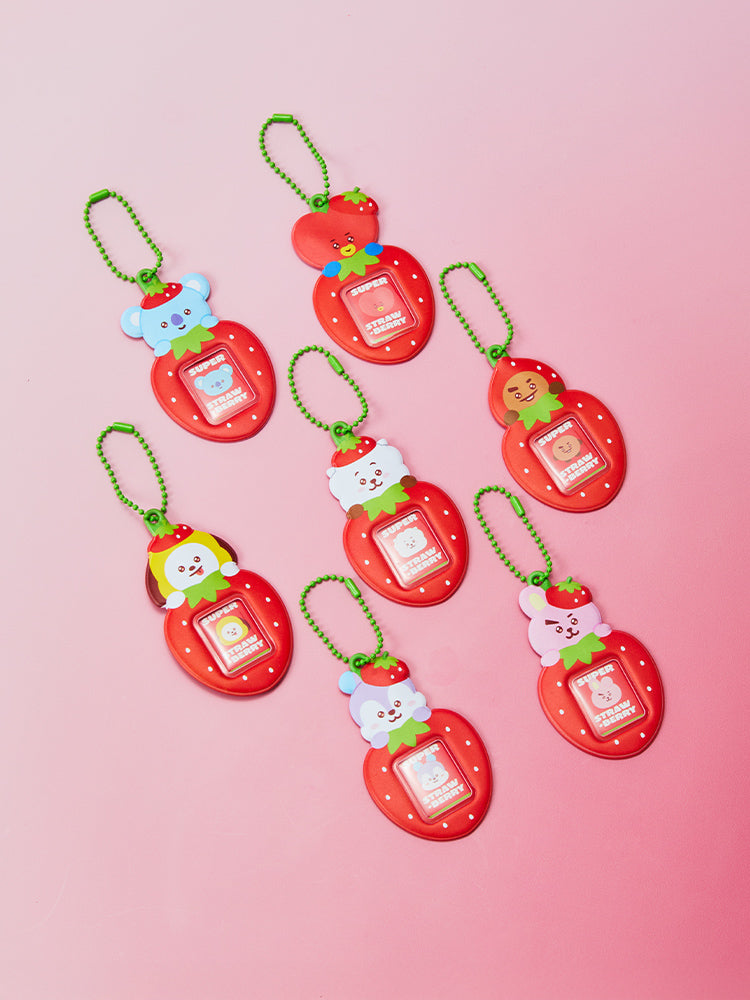 BT21 Strawberry Party PVC Mini Photo Holder Keyring
