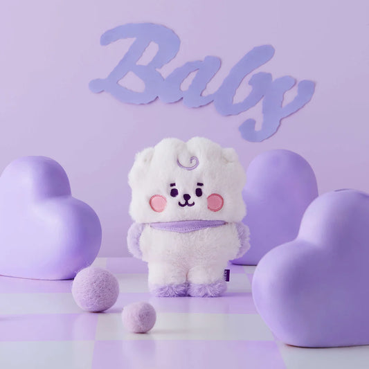 BT21 RJ BABY Flat Fur Purple Heart Standing Doll