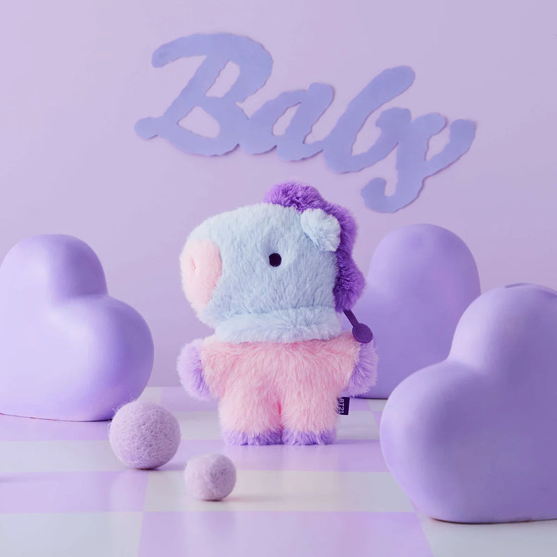 BT21 MANG BABY Flat Fur Purple Heart Standing Doll – LINE