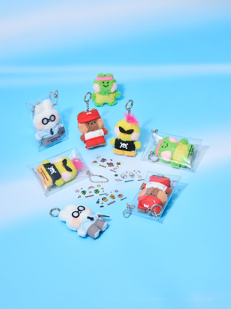 LINE FRIENDS minini World Plush Keyring Pouch Set
