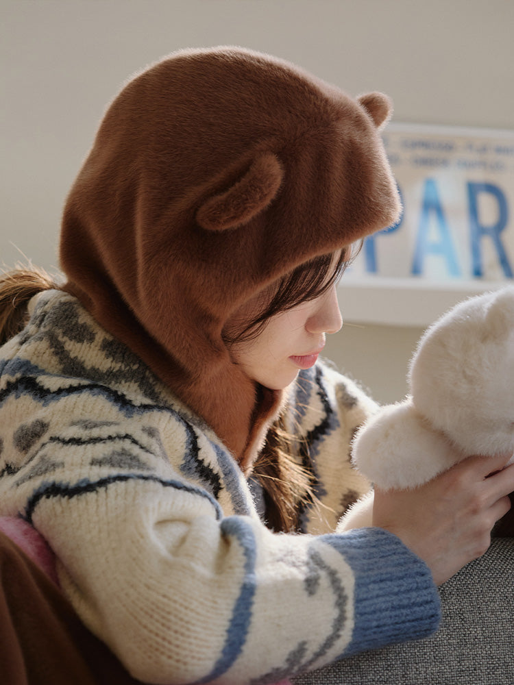 LINE FRIENDS HUG BROWN 3 Balaclava