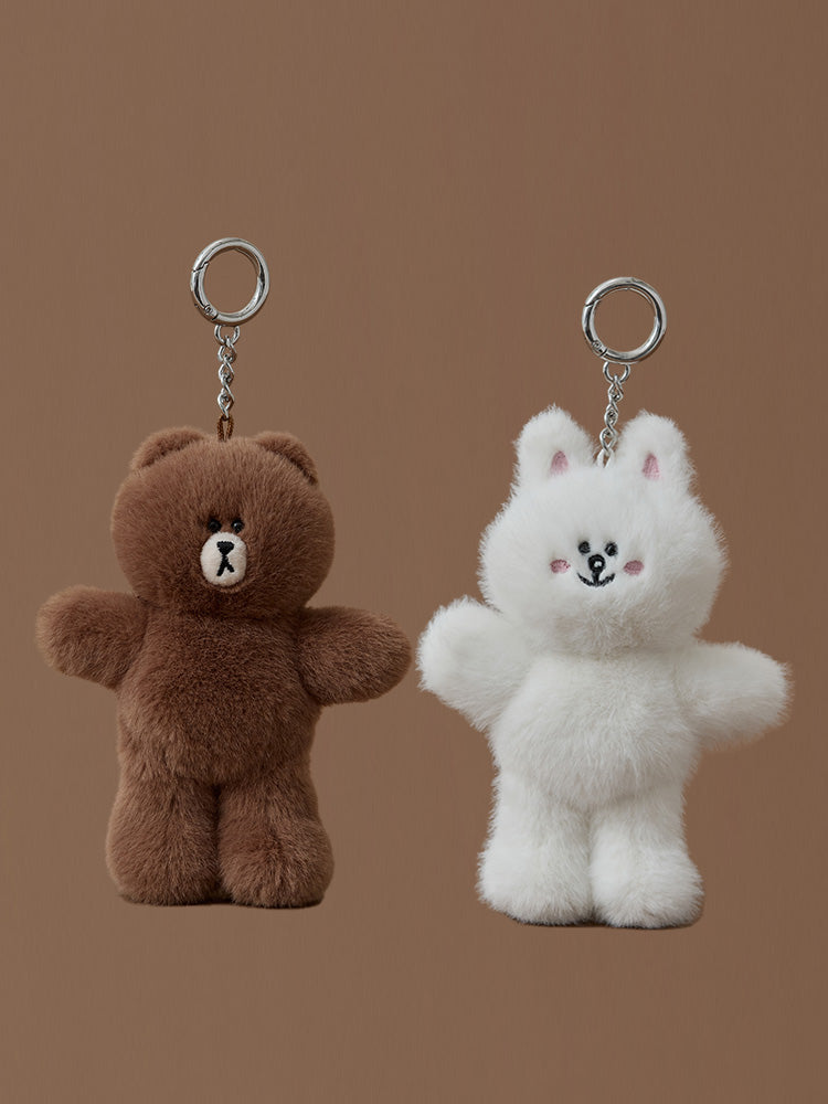 LINE FRIENDS HUG BROWN 3 Plush Keyring
