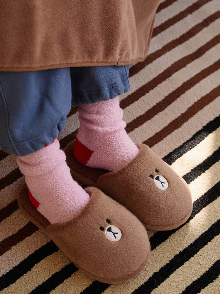 LINE FRIENDS HUG BROWN 3 Room Slipper