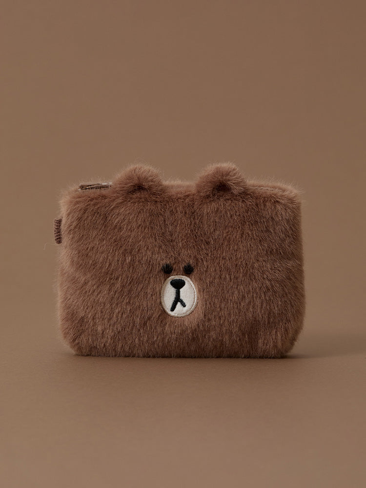 LINE FRIENDS HUG BROWN 3 Card Case