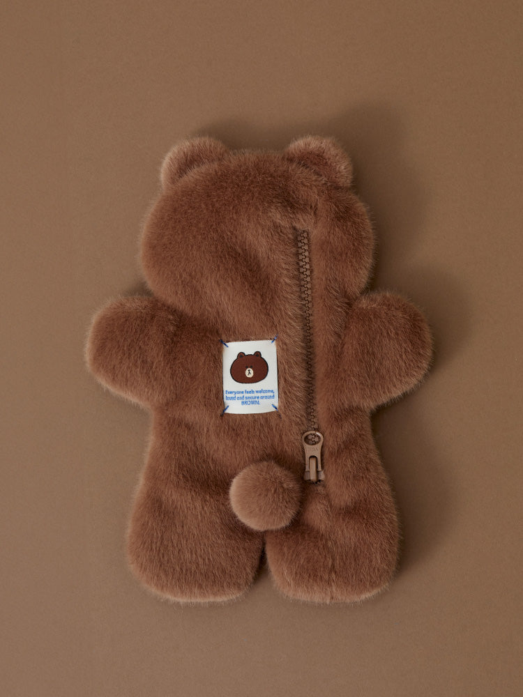 LINE FRIENDS HUG BROWN 3 Plush Pouch