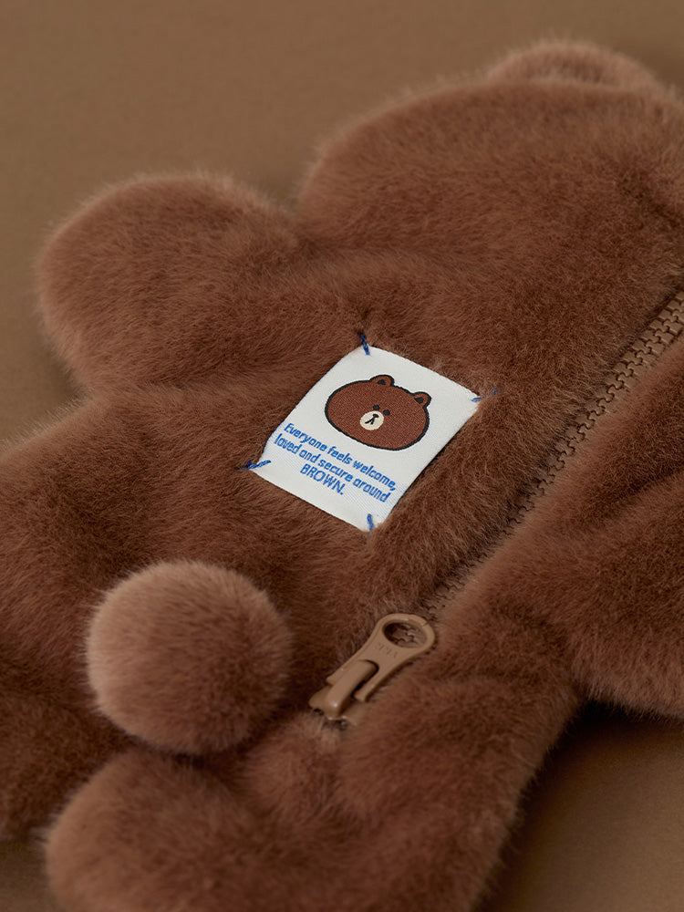 LINE FRIENDS HUG BROWN 3 Plush Pouch